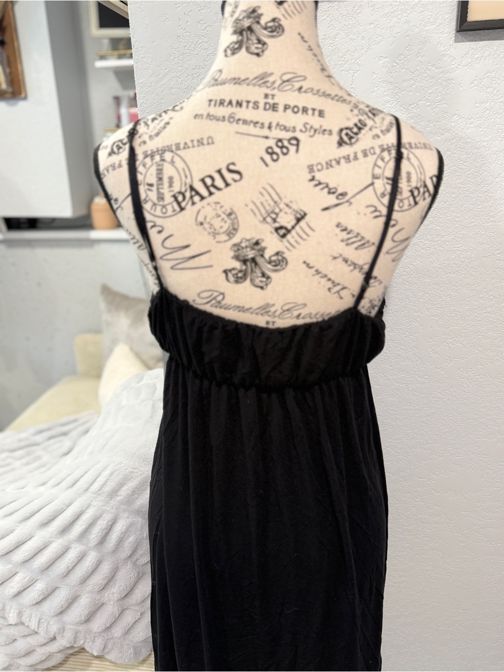 PinkBlush Maternity Black Cami Dress Size Medium | Empire Waist Spaghetti Strap - Picture 5 of 6